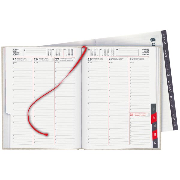 BIELLA Gesch&auml;ftsagenda Orario 2027 809301100027U 1W/2S beige ML 17.8x23.5cm