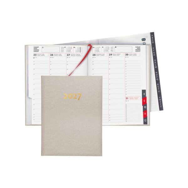 BIELLA Gesch&auml;ftsagenda Orario 2027 809301100027U 1W/2S beige ML 17.8x23.5cm