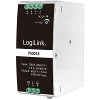 LogiLink Bloc dalimentation pour rail DIN, 240W, 48V, blanc