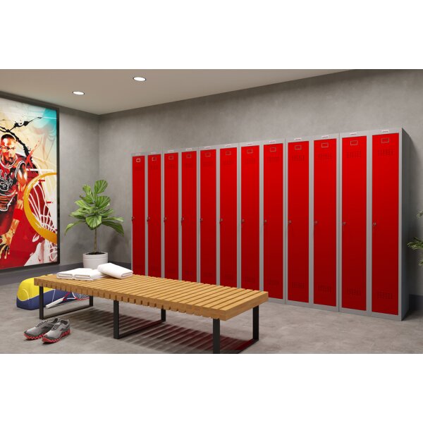 phoenix Vestiaire PL1130, serrure à clé, gris/rouge