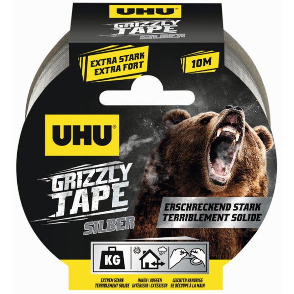 UHU Ruban adhésif toilé en PE GRIZZLY TAPE, 49 mm x 10 m