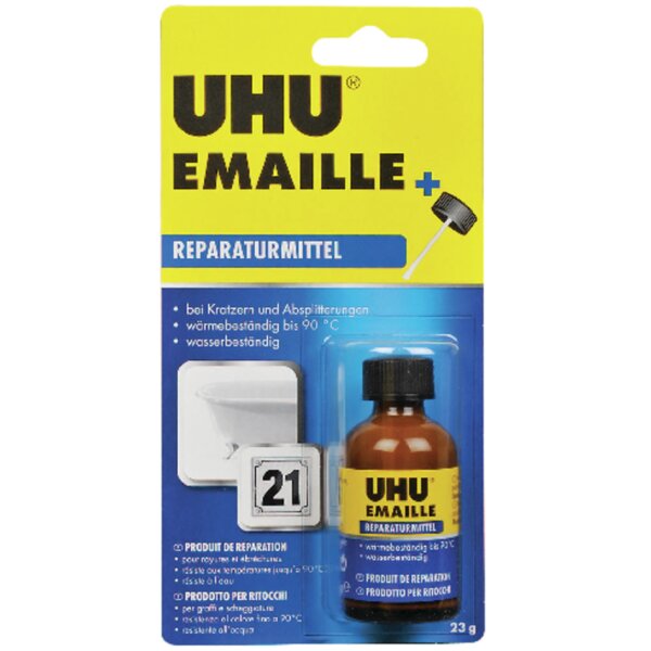UHU Produit de réparation ÉMAIL, flacon à pinceau de 23 g
