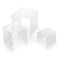 deflecto Podium carré, transparent, set de 3