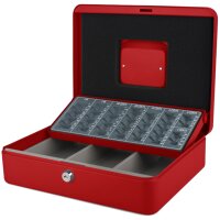 pavo Geldkassette mit Zähleinsatz, rot, 1 Tragegriff