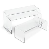 deflecto Podium rectangulaire, transparent, set de 3