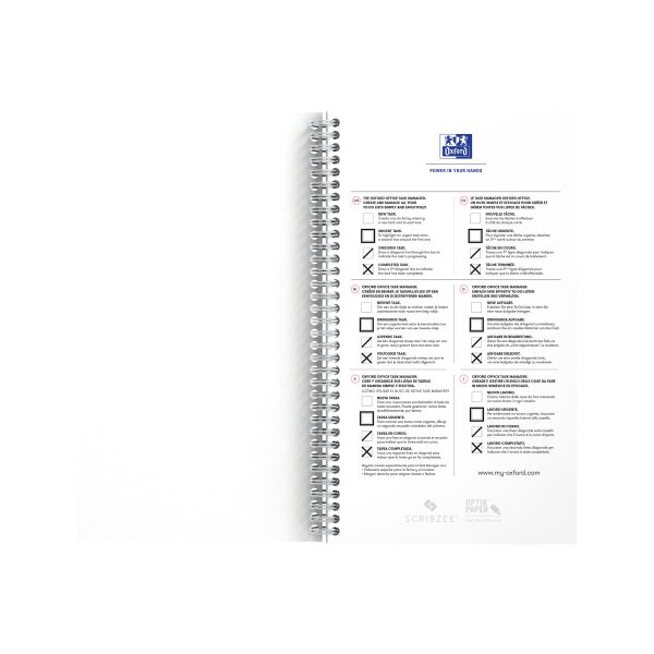 OXFORD Task Manager Essentials A5 400184966 aqua, lign&eacute; 115 feuil.