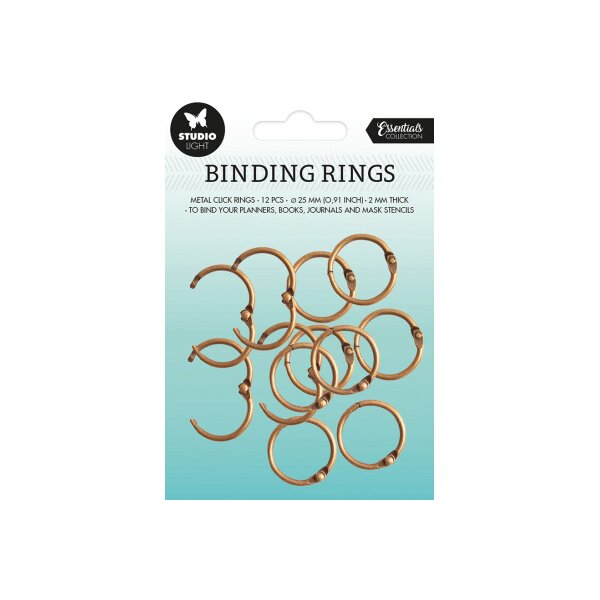 STUDIO LIGHT Bindung Klickri. 2.3x2.3x0.3cm RING02 gold 12 Stück