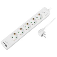 LogiLink Steckdosenleiste, 5-fach, 2x USB, mit Schalter