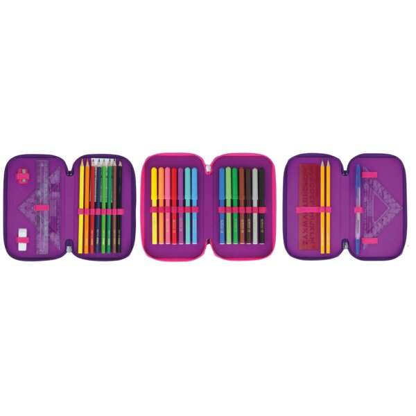 herlitz Etui scolaire TriCase Dip Dye Pink, 31 pièces