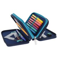 herlitz Etui scolaire TriCase Dip Dye Blue, 31 pièces