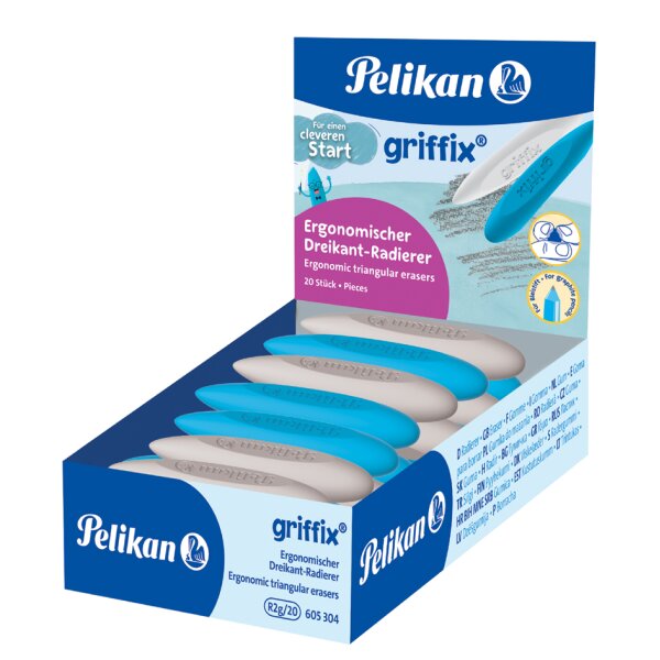 Pelikan Gomme triangulaire griffix, dans un pr&eacute;sentoir