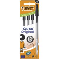 BIC Stylo à bille Cristal Original, boîte carton de 4