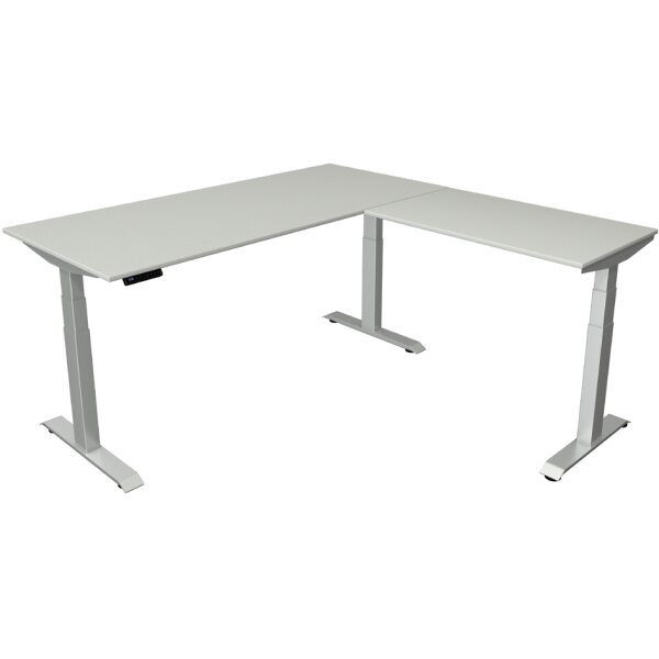 kerkmann Sitz-Steh-Schreibtisch Move 4 mit Anbau, weiss