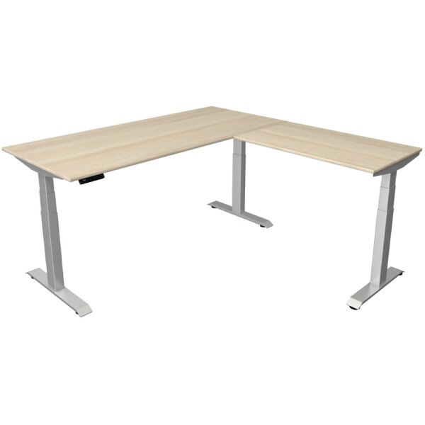 kerkmann Sitz-Steh-Schreibtisch Move 4 mit Anbau, weiss