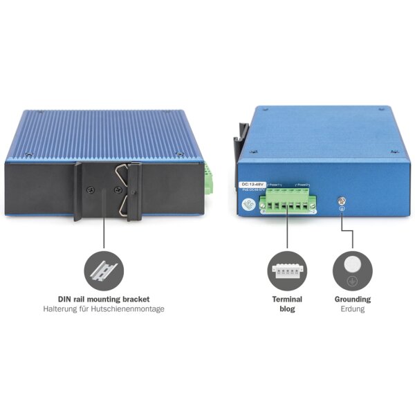 DIGITUS Switch industriel Gigabit Ethernet, manageable L2