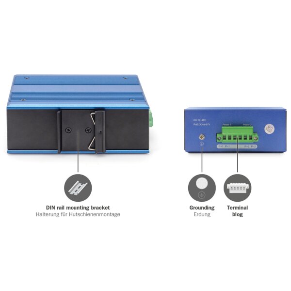 DIGITUS Switch industriel Gigabit Ethernet, 8+2 ports