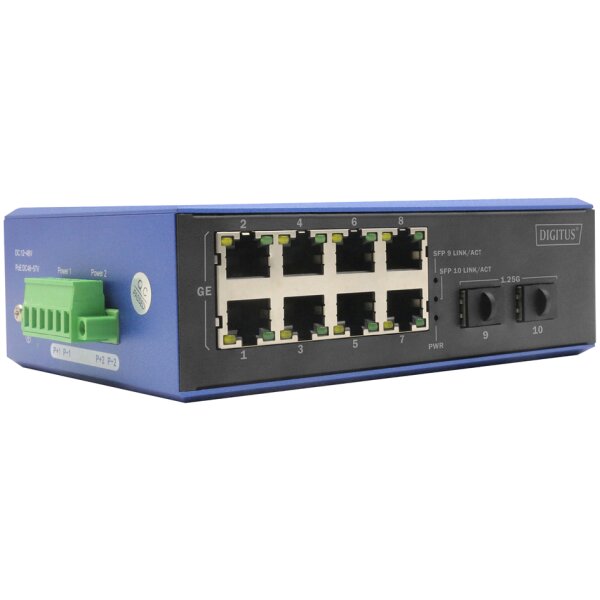 DIGITUS Switch industriel Gigabit Ethernet, 8+2 ports