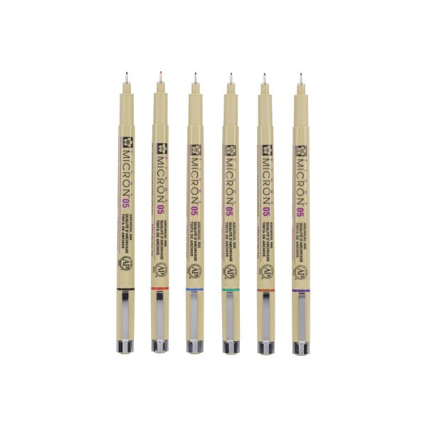 SAKURA Pigma Micron 05 Set 0.45mm POXSDK056A Couleurs de base 6 pièces