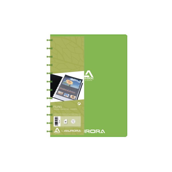 ADOC Sichtbuch PP transparent A4 5532.200 grün 30 Taschen