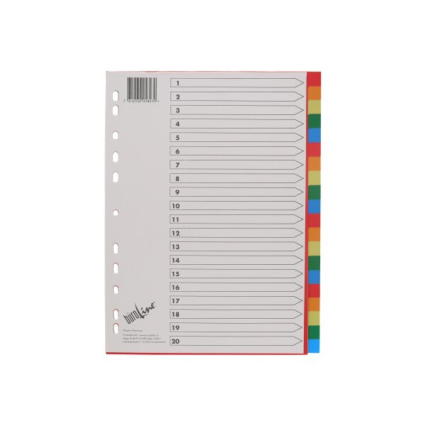 B&Uuml;ROLINE Register PP A4 40985 multicolor 20-teilig