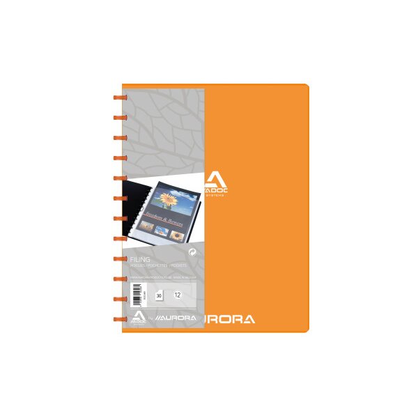 ADOC Sichtbuch PP transparent A4 5532.600 orange 30 Taschen