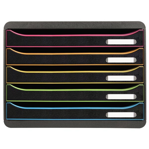 EXACOMPTA Schubladenbox Big-Box Plus 308914D schwarz/Harlekin, 5 Schubl.