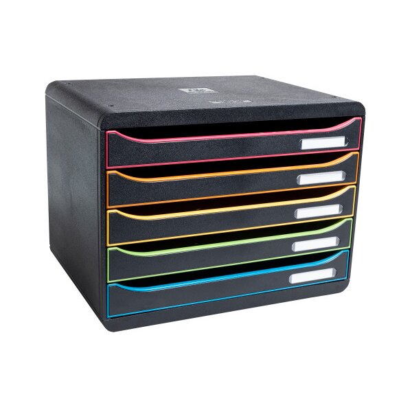EXACOMPTA Schubladenbox Big-Box Plus 308914D schwarz/Harlekin, 5 Schubl.