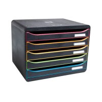 EXACOMPTA Schubladenbox Big-Box Plus 308914D schwarz/Harlekin, 5 Schubl.