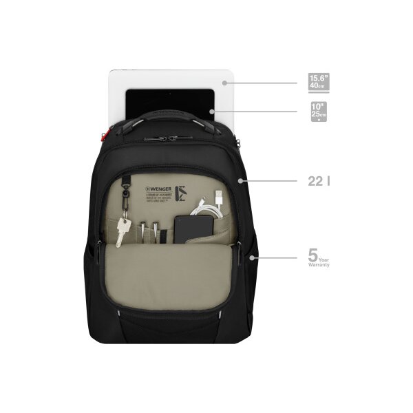 WENGER Laptop Backpack Altair Black 653186 15.6 inch with Tablet Pocket