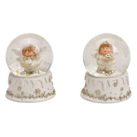 ROOST Schneekugel Engel 10030180 Poly, Glas, weiss 7x9x7cm