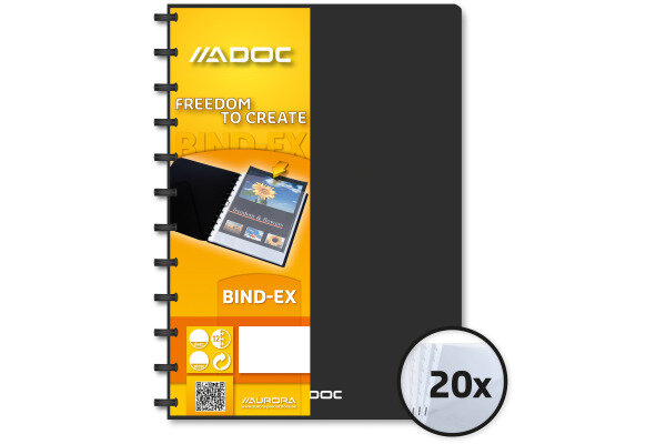 ADOC Sichtbuch Standard A4 5822.700 schwarz 20 Taschen