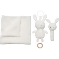 JABADABADO Cadeau lapin en couverture S1021 blanc, 3 parties