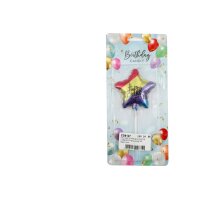 ROOST Kerze Happy Birthday CD6127 bunt gestreift, assortiert