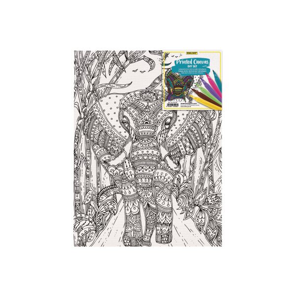 ONLINE Leinwand-Set 25.4x35.6cm 61043/6 Elefant, inkl. 6 Brushpens