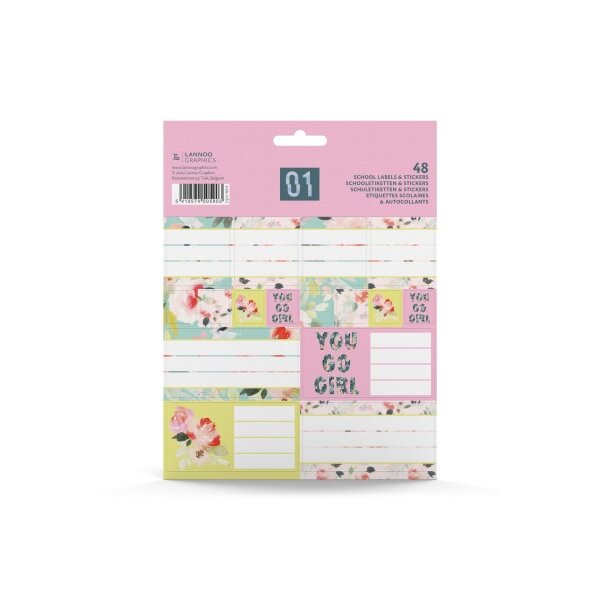 ROOST Etiquettes école Flower Sport 505903 mix 16x1x21cm