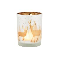 ROOST Windlicht Hirsch 10032924 weiss, gold 10x12x10cm