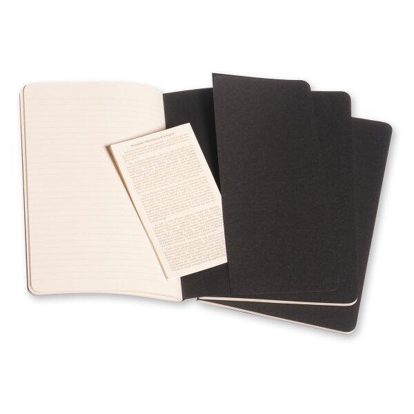 MOLESKINE Notizheft Cahier A5 495-6 liniert, schwarz 3 Stück