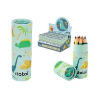 I-TOTAL Farbstifte Dino XL2263 Runddose 12 Stück