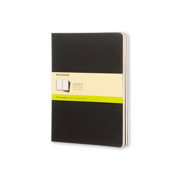 MOLESKINE Notizheft Cahier XL 25x19cm 503-8 blanko, schwarz 3 Stück