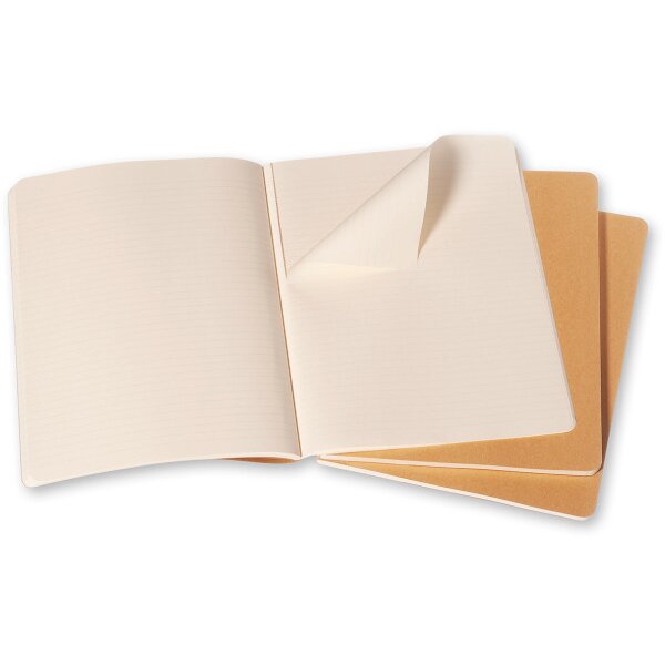 MOLESKINE Cahier XL 25x19cm 705045 lign&eacute;, natur 3 pcs.