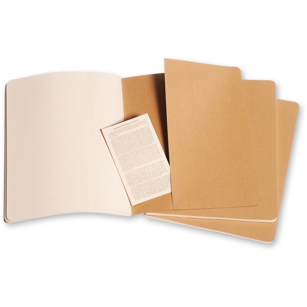 MOLESKINE Cahier XL 25x19cm 705045 lign&eacute;, natur 3 pcs.