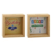 ROOST Spardose Geburtstag 10032463 Holz, ass. 14x14x6cm