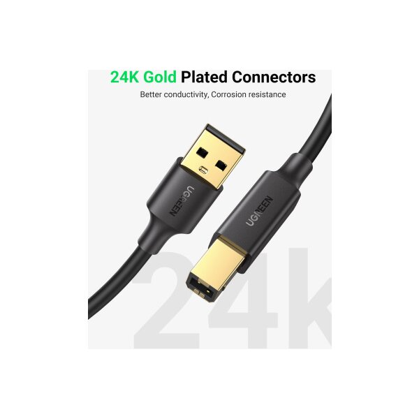 UGREEN Cable USB 2.0 AM/BM Print 10351 3m, Black
