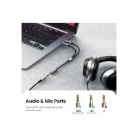 UGREEN Audio Cable 3.5mm Fem./2 Male 20899 aluminum Case, Black