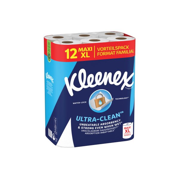 KLEENEX Haushaltspapier Ultra Clean 5815001 2-lagig 12 XL Rollen