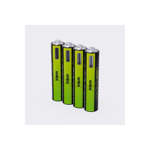 VERICO LoopEnergy Batterie USB-C 1UDBT-A3WEB2 AAA/LR03 (600mAh) 4 pi&egrave;ces