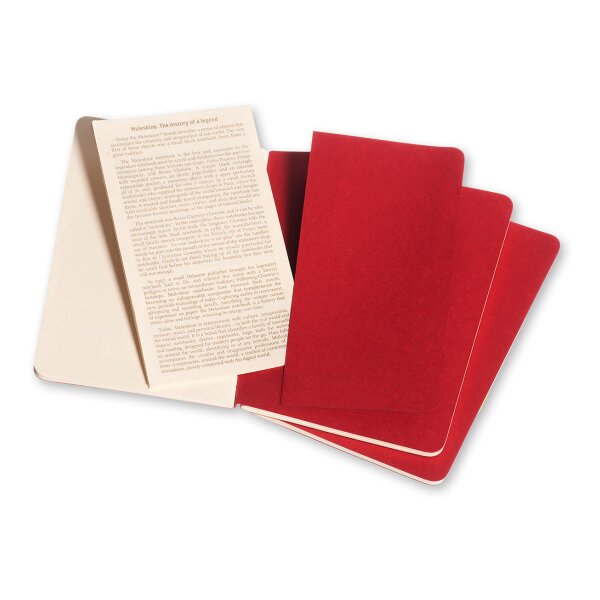 MOLESKINE Notizheft Cahier A6 097-0 blanko, rot 3 St&uuml;ck