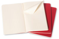 MOLESKINE Cahier A5 103-8 en blanc, rouge 3 pcs.