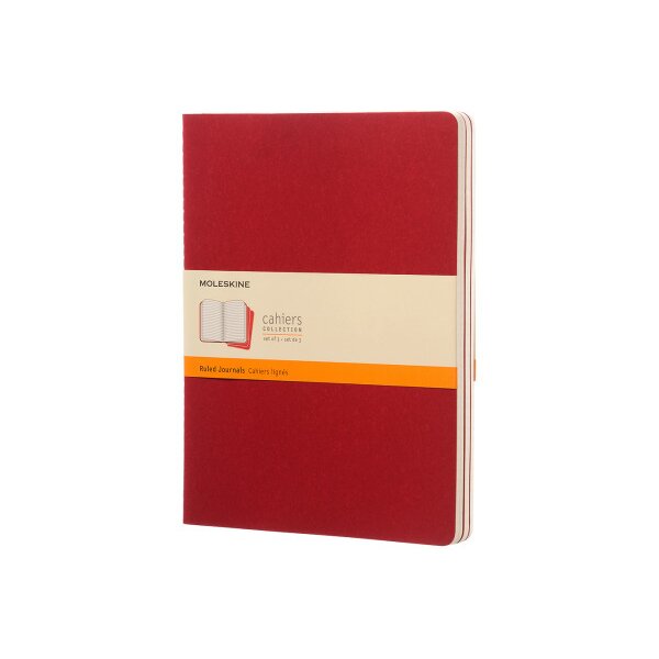 MOLESKINE Notizheft Cahier XL 25x19cm 931076 liniert, rot 3 Stück