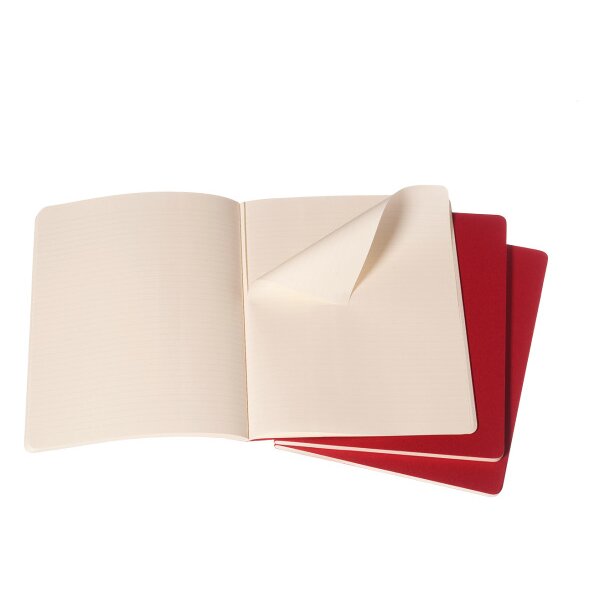 MOLESKINE Notizheft Cahier XL 25x19cm 931076 liniert, rot 3 Stück